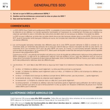 sepa direct debit overview generalites sdd - Crédit Agricole CIB