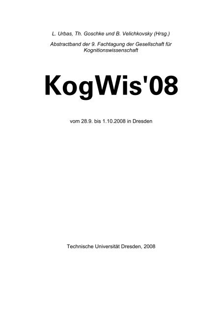 KogWis'08 - Gesellschaft für Kognitionswissenschaft eV