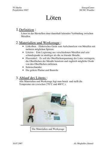 Handout (pdf) - Projektlabor - TU Berlin