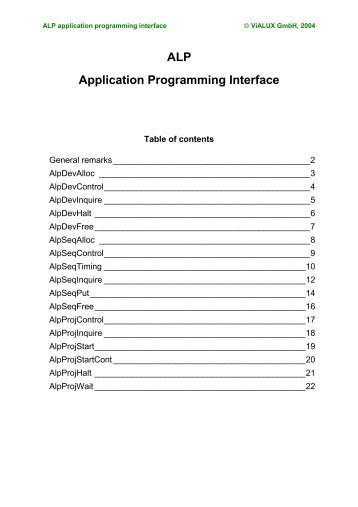 ALP Application Programming Interface - Loreti.it