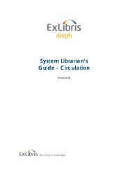 Aleph 20 System Librarian's Guide - Circulation - PALS