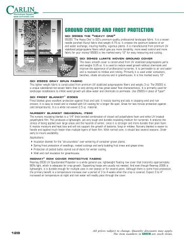 ground covers and frost protection - Carlin Sales Corporation