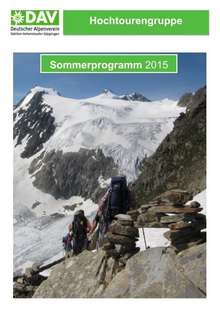 Hochtourengruppe Sommerprogramm 2015