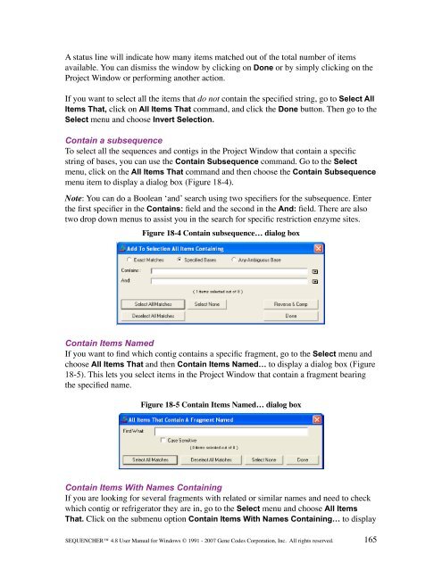 Sequencher 4.8 User Manual--PC - Bioinformatics and Biological ...