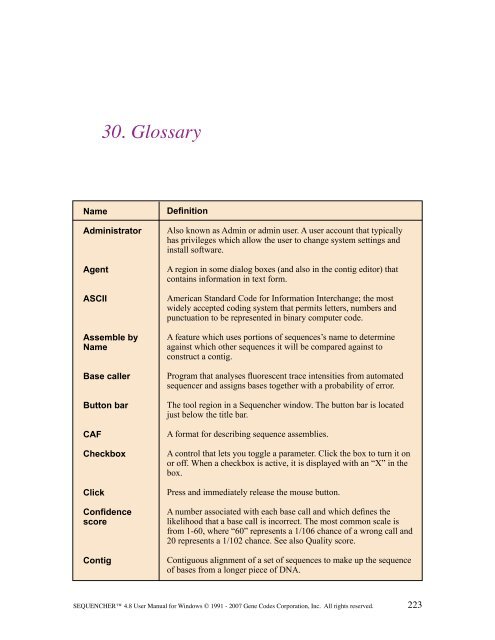 Sequencher 4.8 User Manual--PC - Bioinformatics and Biological ...