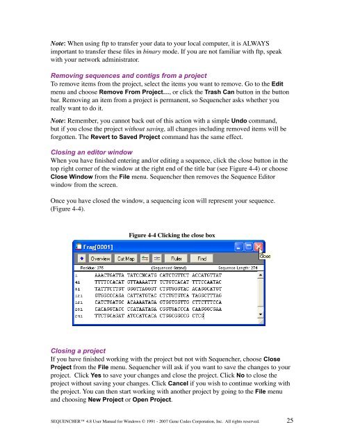 Sequencher 4.8 User Manual--PC - Bioinformatics and Biological ...