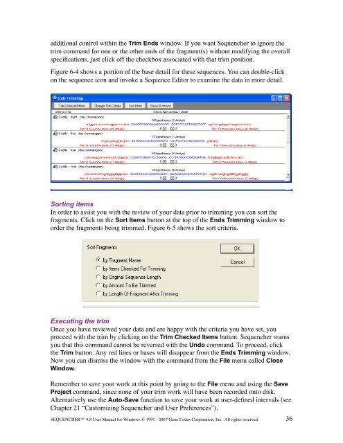 Sequencher 4.8 User Manual--PC - Bioinformatics and Biological ...