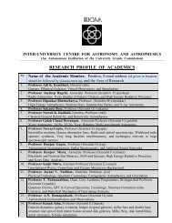 RESEARCH PROFILE OF ACADEMICS - iucaa