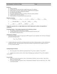 Stoichiometry Unit Review Sheet Name