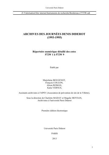 archives des journÃ©es denis diderot (1993-1995) - UniversitÃ© Paris ...