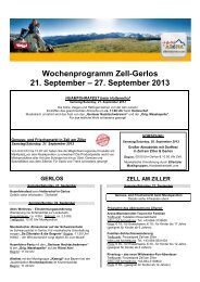 Wochenprogramm Zell und Gerlos - Zillertal Arena