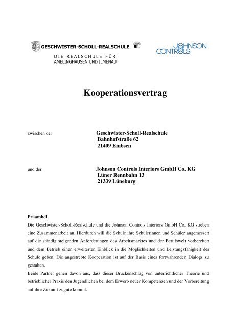 Kooperationsvertrag Mit Geschwister Scholl Realschule