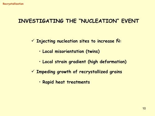 recrystallization in metals - Course Notes - McMaster University