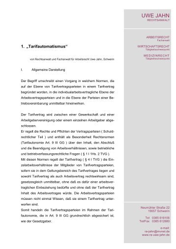 Tarifautomatismus - Die Kanzlei Uwe Jahn