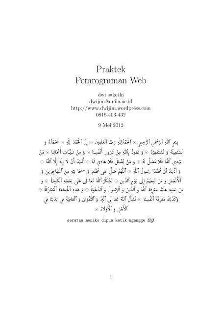 Praktek Pemrograman Web - Weblog-e Dwi Sakethi