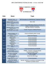 Friday Morning - McGill Medical Physics Unit