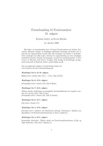 Formelsamling til Fourieranalyse 10. udgave