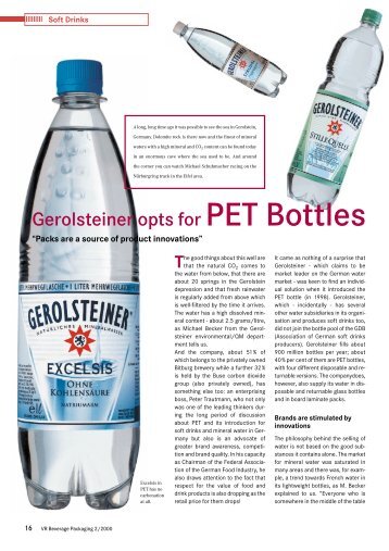 Gerolsteiner opts for PET Bottles - Verpackungs-Rundschau