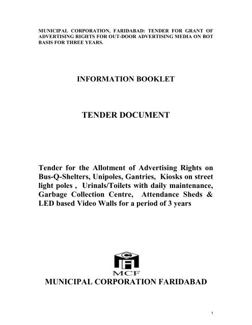 TENDER DOCUMENT - Municipal Corporation Faridabad