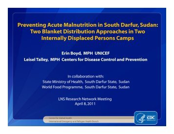 Preventing Acute Malnutrition in South Darfur ... - The iLiNS Project