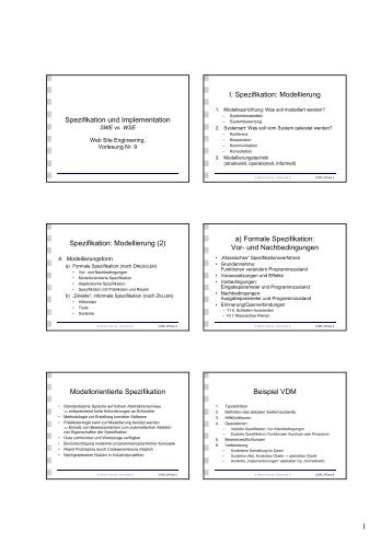 Spezifikation und Implementation I. Spezifikation: Modellierung ...