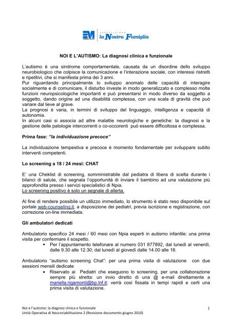 Carta dei Servizi - La diagnosi - E. Medea