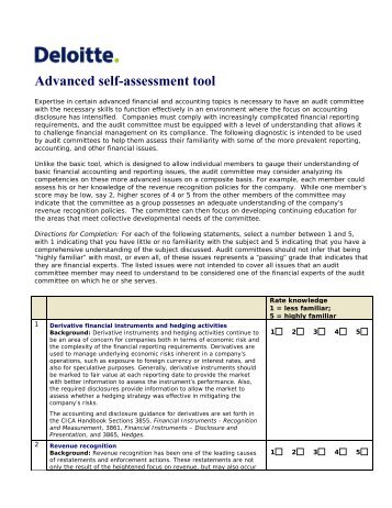 Advanced self-assessment tool - Deloitte & Touche Canada