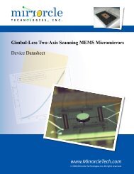 Gimbal-less Micromirror Datasheet Device Parameters Summary