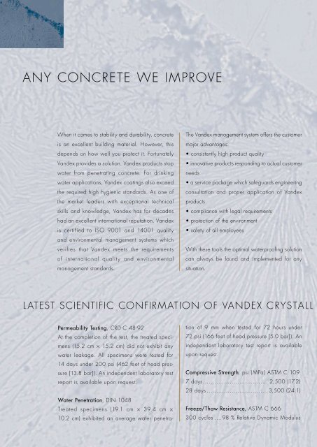 Vandex Super Crystalline Waterproofing - Safeguard Europe Ltd.
