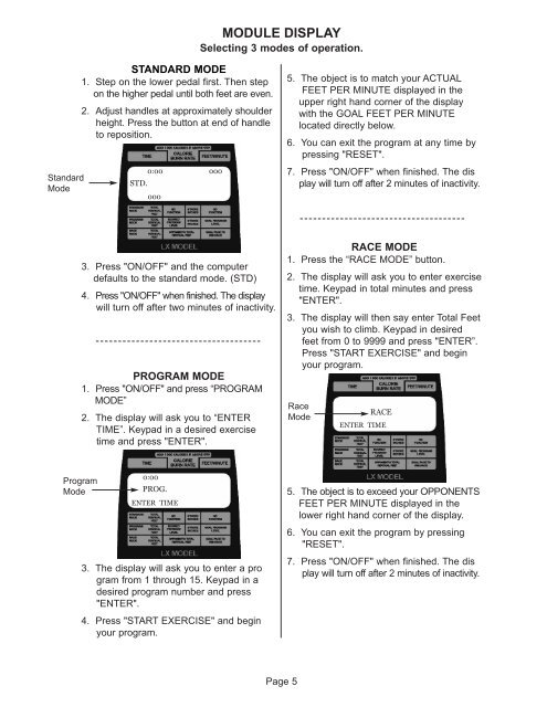 User / Operation Manual - VersaClimber