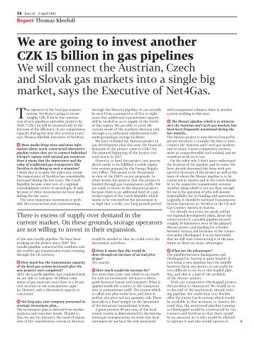 CEO of the NET4GAS, Thomas Kleefuss for EURO