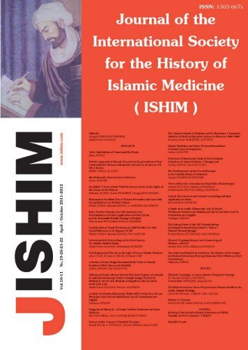 Journal of - International Society for the History of Islamic Medicine