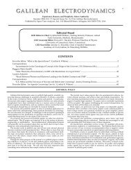 GALILEAN ELECTRODYNAMICS - Institute for Basic Research