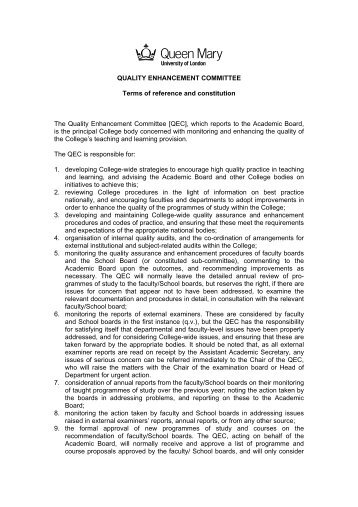 QUALITY ENHANCEMENT COMMITTEE Terms of reference and ...