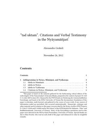 âtad uktamâ. Citations and Verbal Testimony in the ... - asiatica