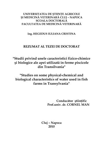 hegedus iuliana cristina rezumat teza doctorat - USAMV Cluj-Napoca