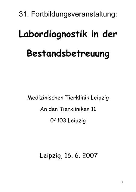 Laborfortbildung 06 abstracts - Veterinärmedizinische Fakultät der ...