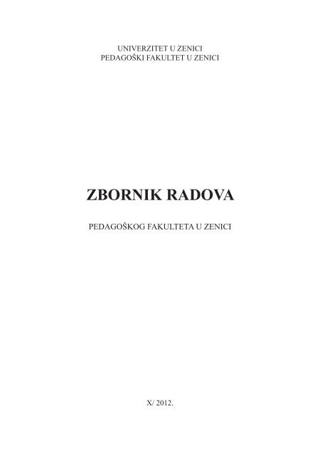 Zbornik radova X , 2012. - filozofski fakultet u zenici - Univerzitet u ...