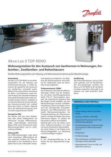 Akva Lux II TDP RENO - FernwÃ¤rme-Komponenten - Danfoss GmbH