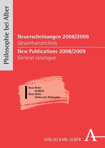 Neuerscheinungen 2008/2009 - Verlag Karl Alber