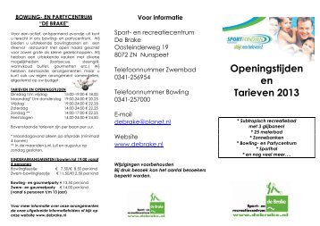 Folder openingstijden en tarieven 2013 - Sportfondsen