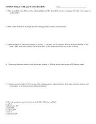 Atomic Structure Review Worksheet Avon Chemistry