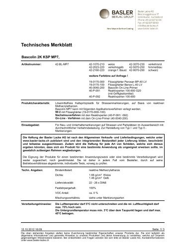 Bascolin MP7 - 2K Kaltspritzplastik Nachstreuverfahren - Morf AG