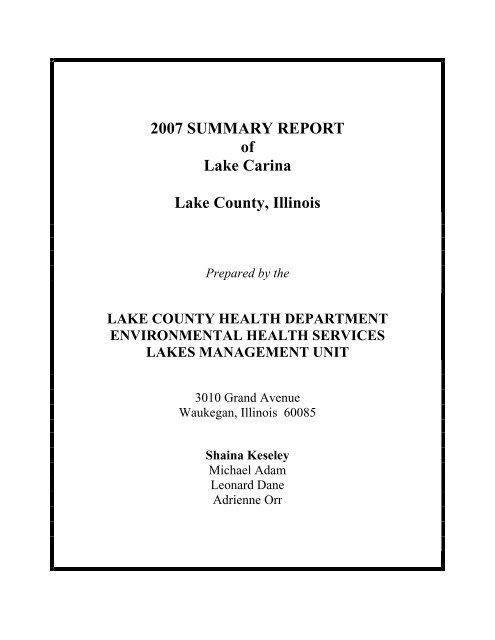2007 SUMMARY REPORT - Lake County Health Department - Lake ...