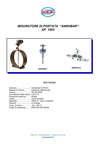 MISURATORE DI PORTATA “ANNUBAR” AP 1003 - Sea