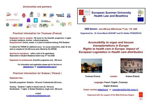 European Summer University Health Law and Bioethics ...