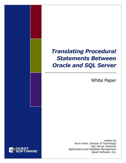 Translating Procedural Statements Between Oracle and SQL Server
