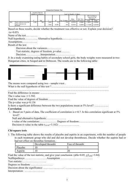 Exam topics for the oral examination - biostatistics (1st semester)