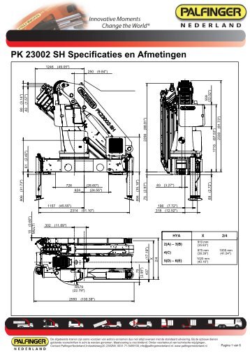 PK 23002 SH Specificaties en Afmetingen - Palfinger