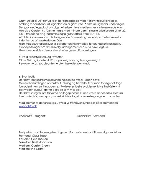 Referat fra generalforsamling - Ejerlauget Granbakken - Fyrrebakken
